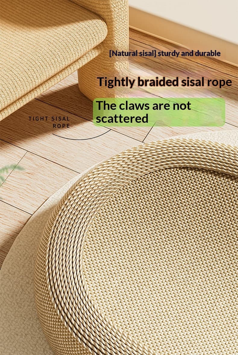 Large Wear-Resistant Low-Shedding Sisal Rope Integrated Cat Scratcher Bed & Board.