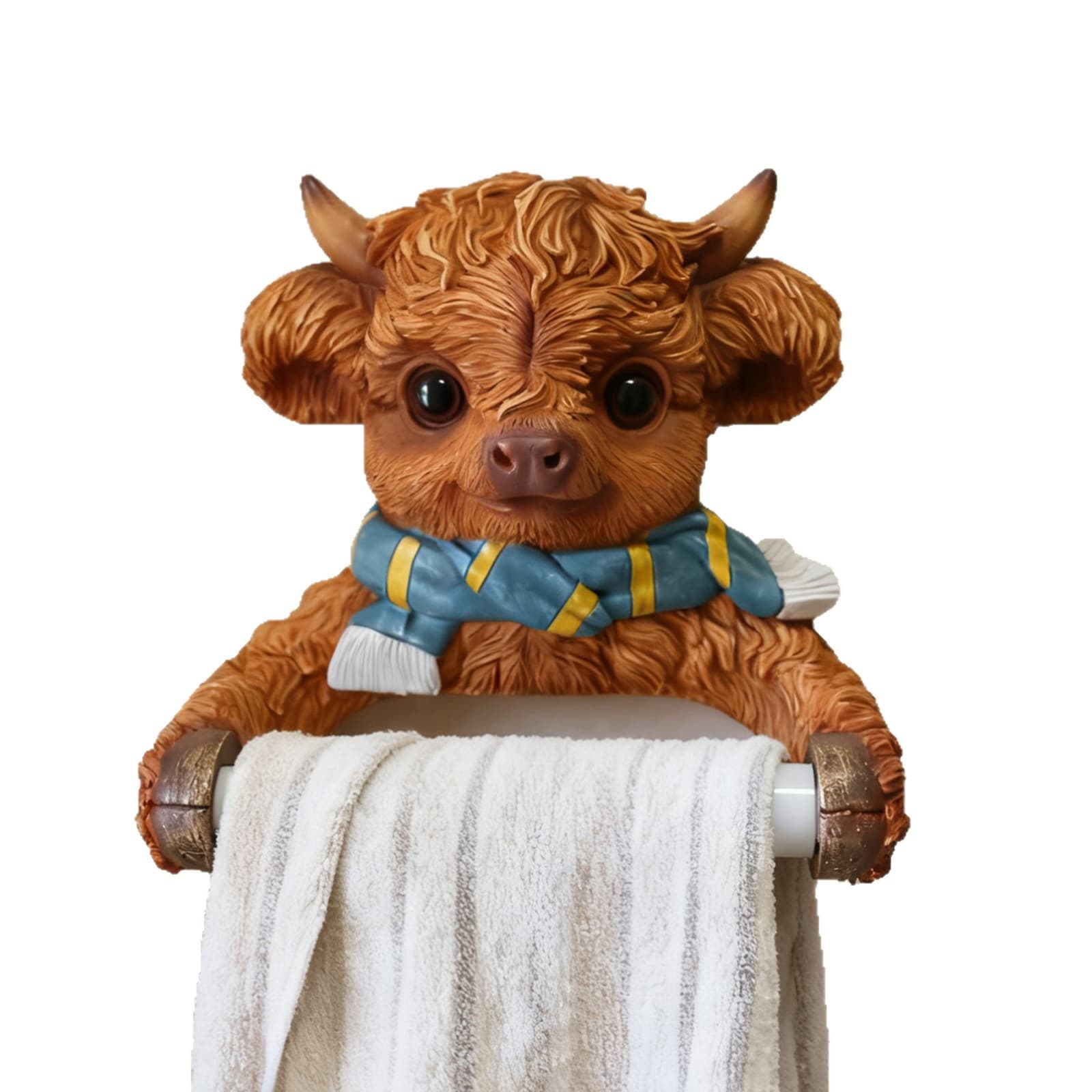 Cartoon Creative Cute Highland Cow Resin Animal Tissue Holder