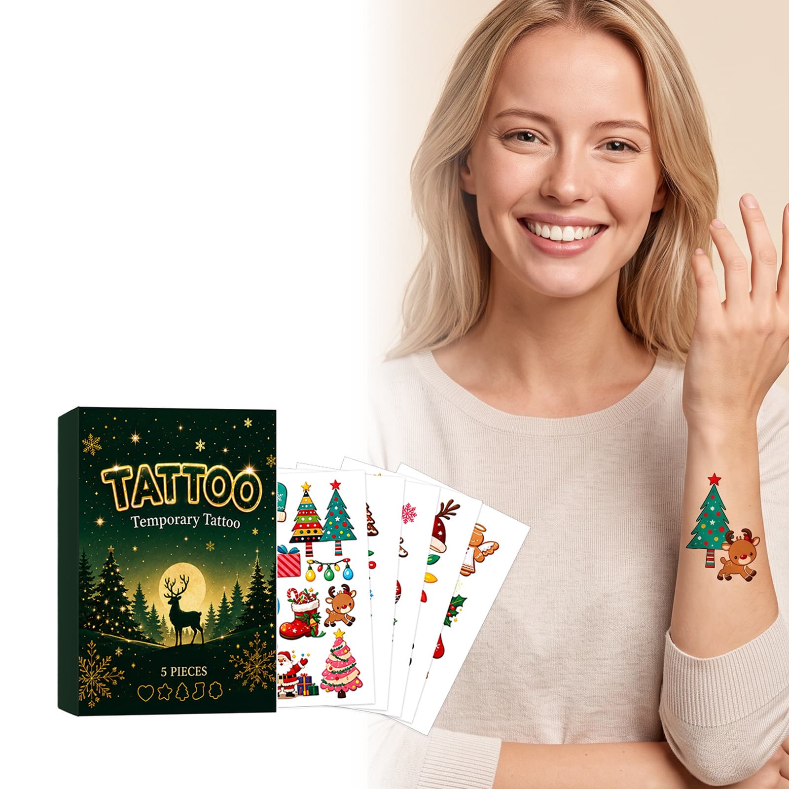 Festival Atmosphere  Personalized Makeup Daily Cute And Sweet Christmas Series Tattoo Stickers