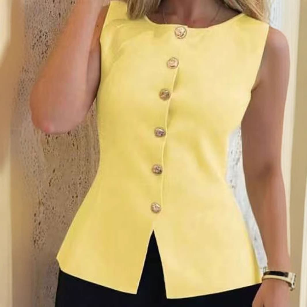 Womens Minimalist Solid-color Sleeveless Knit Sweater