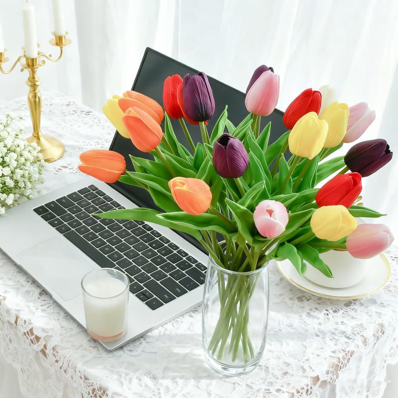 PU Tulip Simulation Hand-Feel Home Decor Ornament