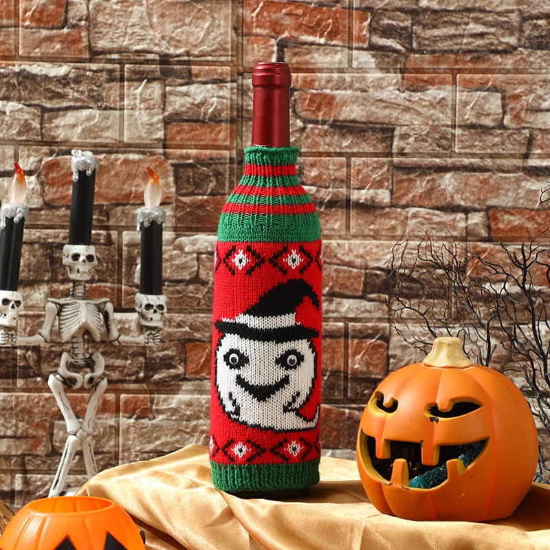 Knitted Halloween Wine Bottle Cover