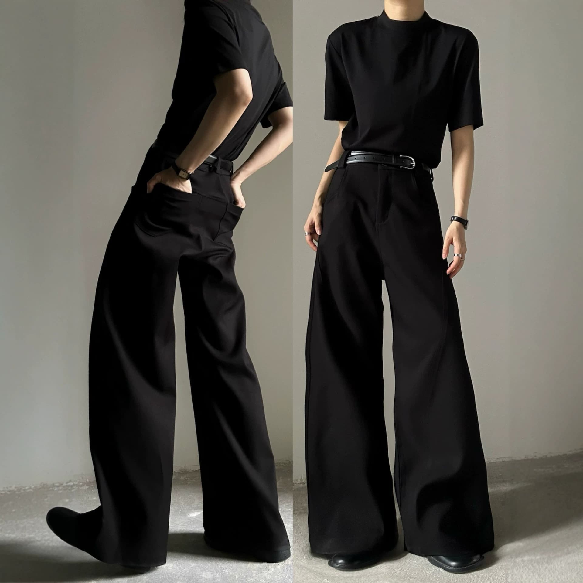 Wide-leg Relaxed-fit Ankle-length Neutral-style Casual Trousers With A Soft Draping Drape