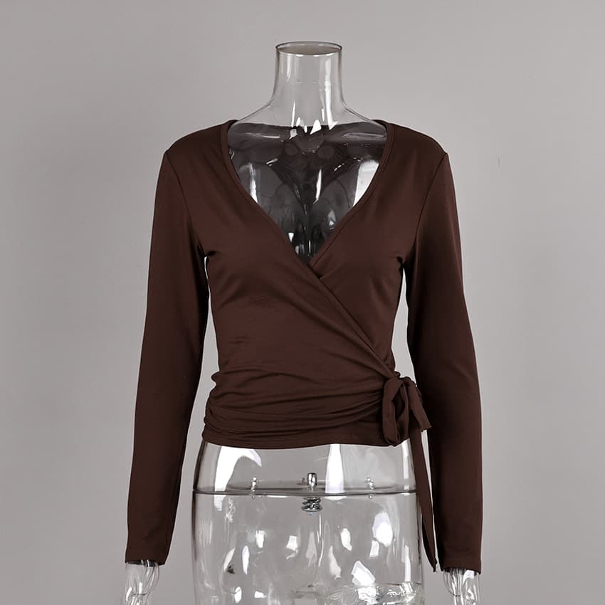 Fashionable Wrap Style Figure-hugging Pilates Top