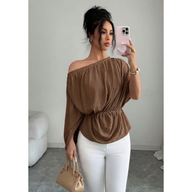 Womens Off-shoulder Top Solid Color Fashionable And Casual New Style