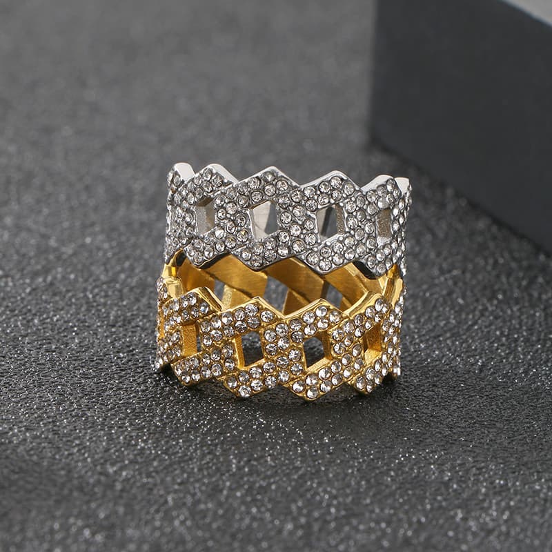 Fully Diamond-studded Fashion Ring European And American Hip-hop Style
