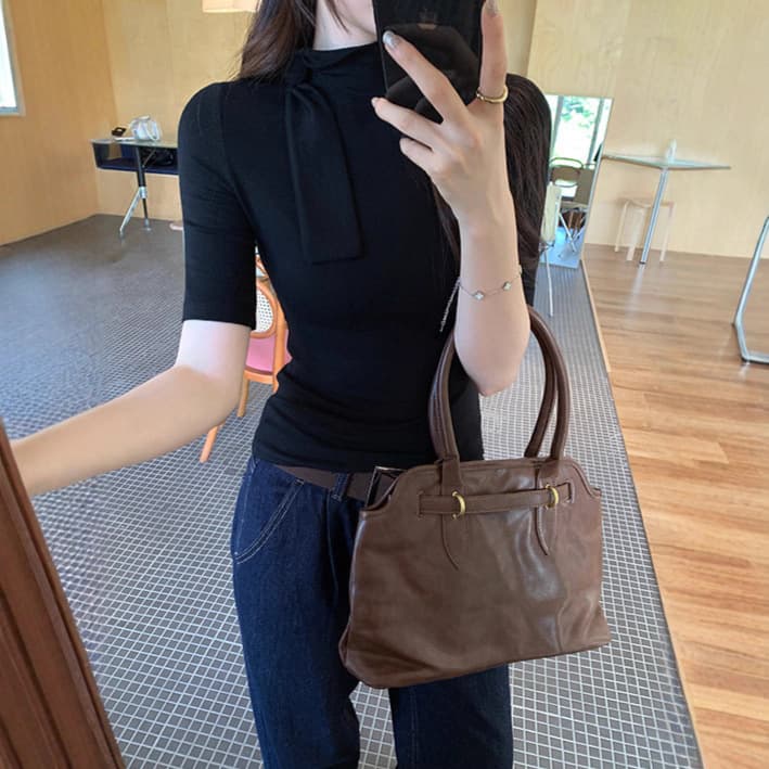 High-neck Lace-up Early Autumn New Slimming Waist-defined Inner Top