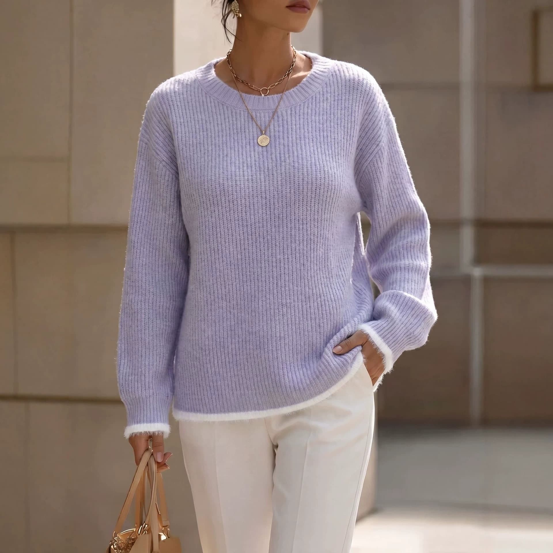 Women's Loose Contrast Color Knitwear