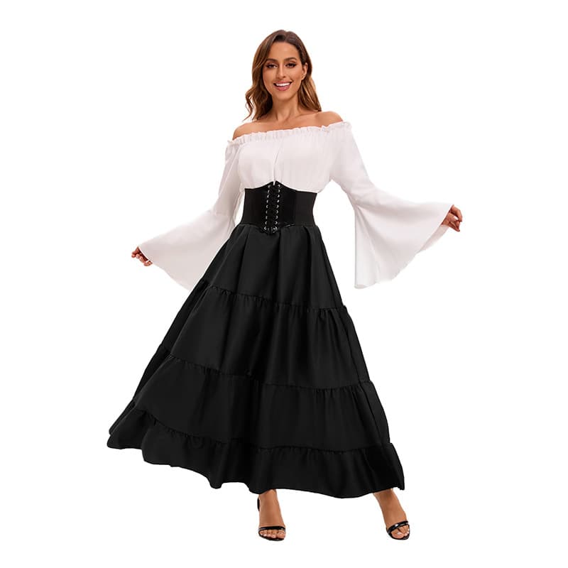Womens Medieval Costume Vintage Court Long Dress