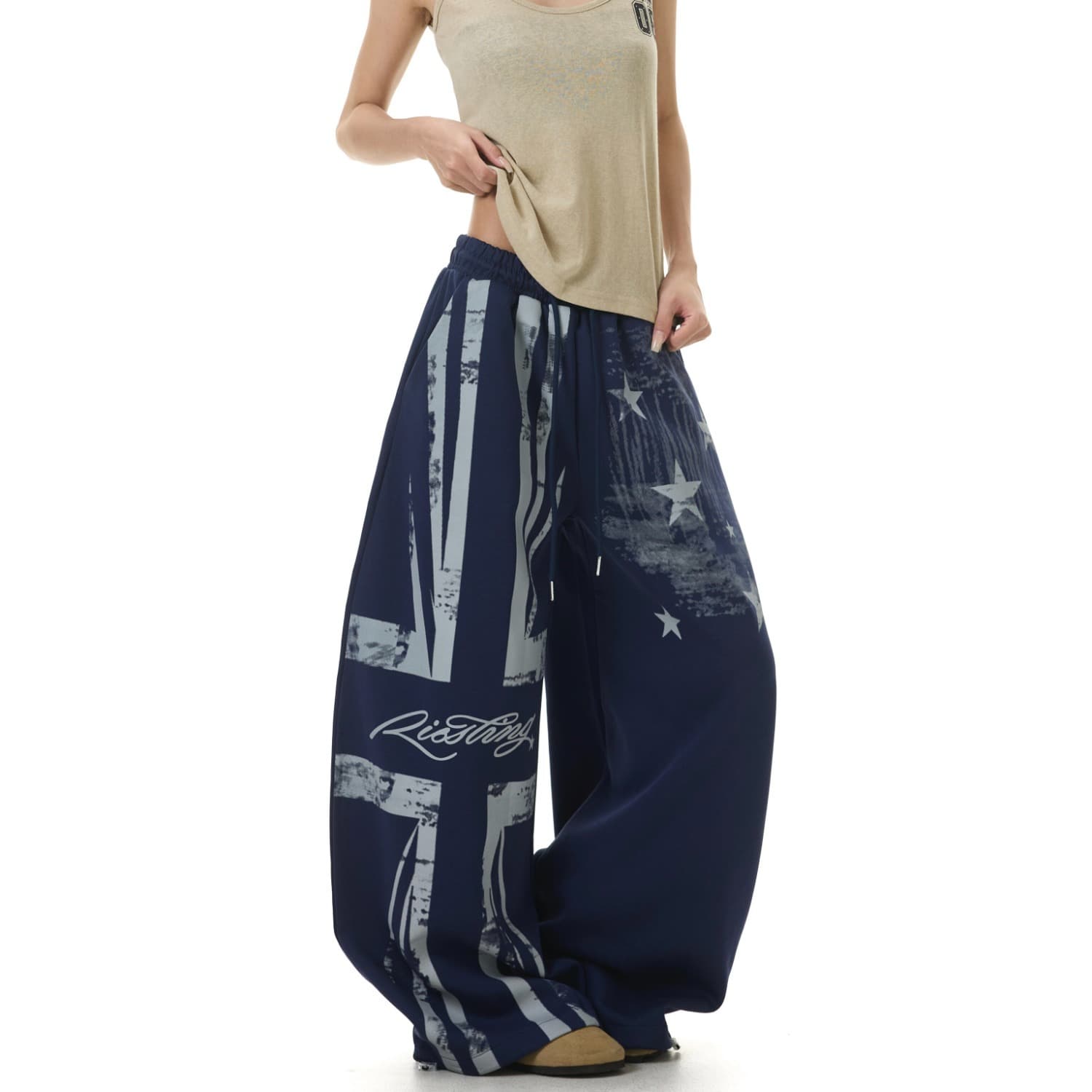 Relaxed Casual Draped Wide-leg Pants