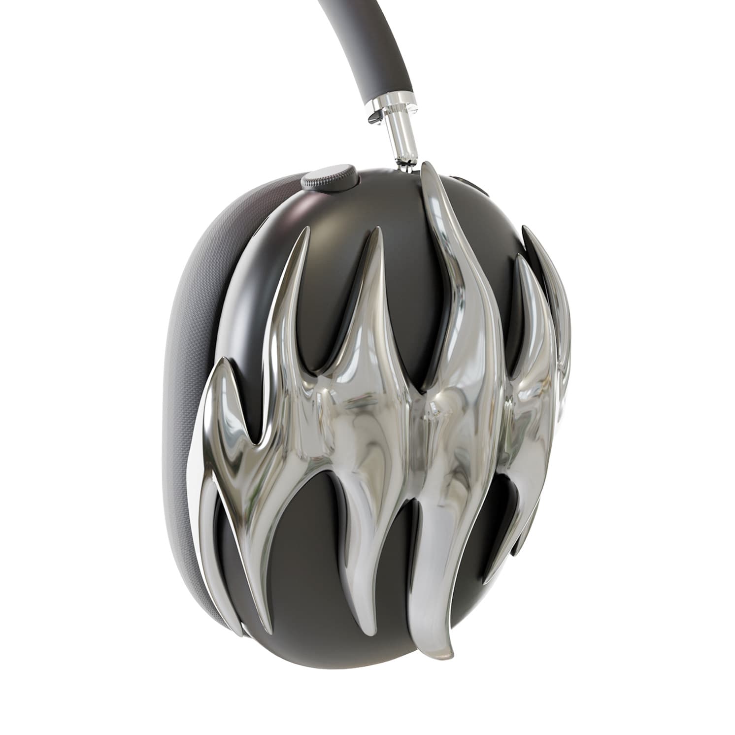 Silver Large Flame-shaped Headphone Case