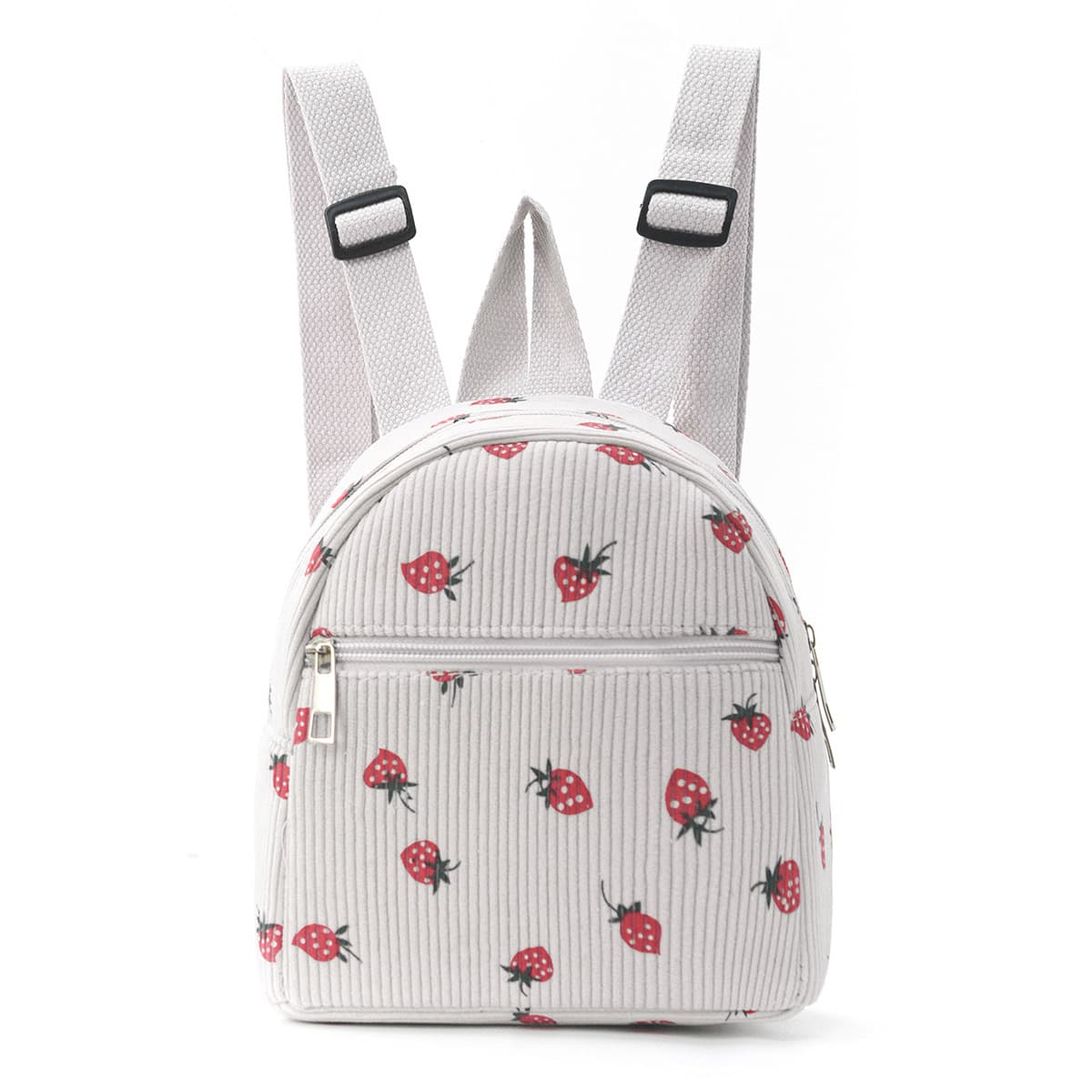 Backpack Mini Clear Color Multi Color Backpack Fashion Corduroy Backpack Simple Casual Men's And Women's Small Back-Backpack-0021 Beige Strawberry