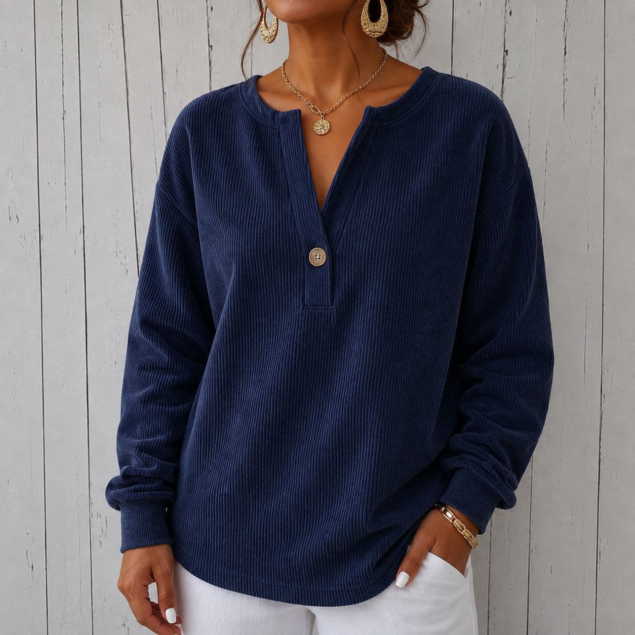 Loose-fitting Casual Solid-color Top