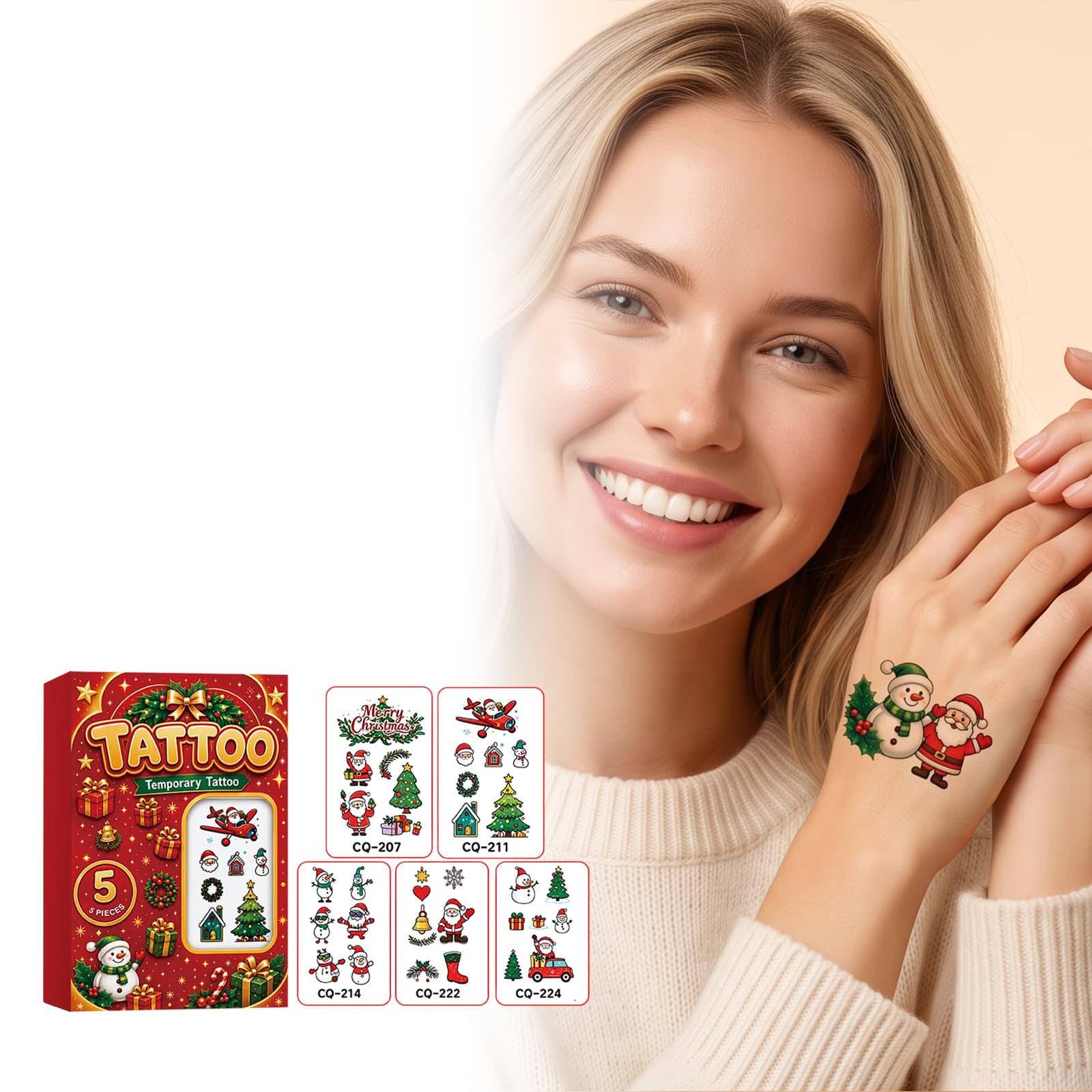 Christmas Personalized Makeup Daily Cute Tattoo Stickers