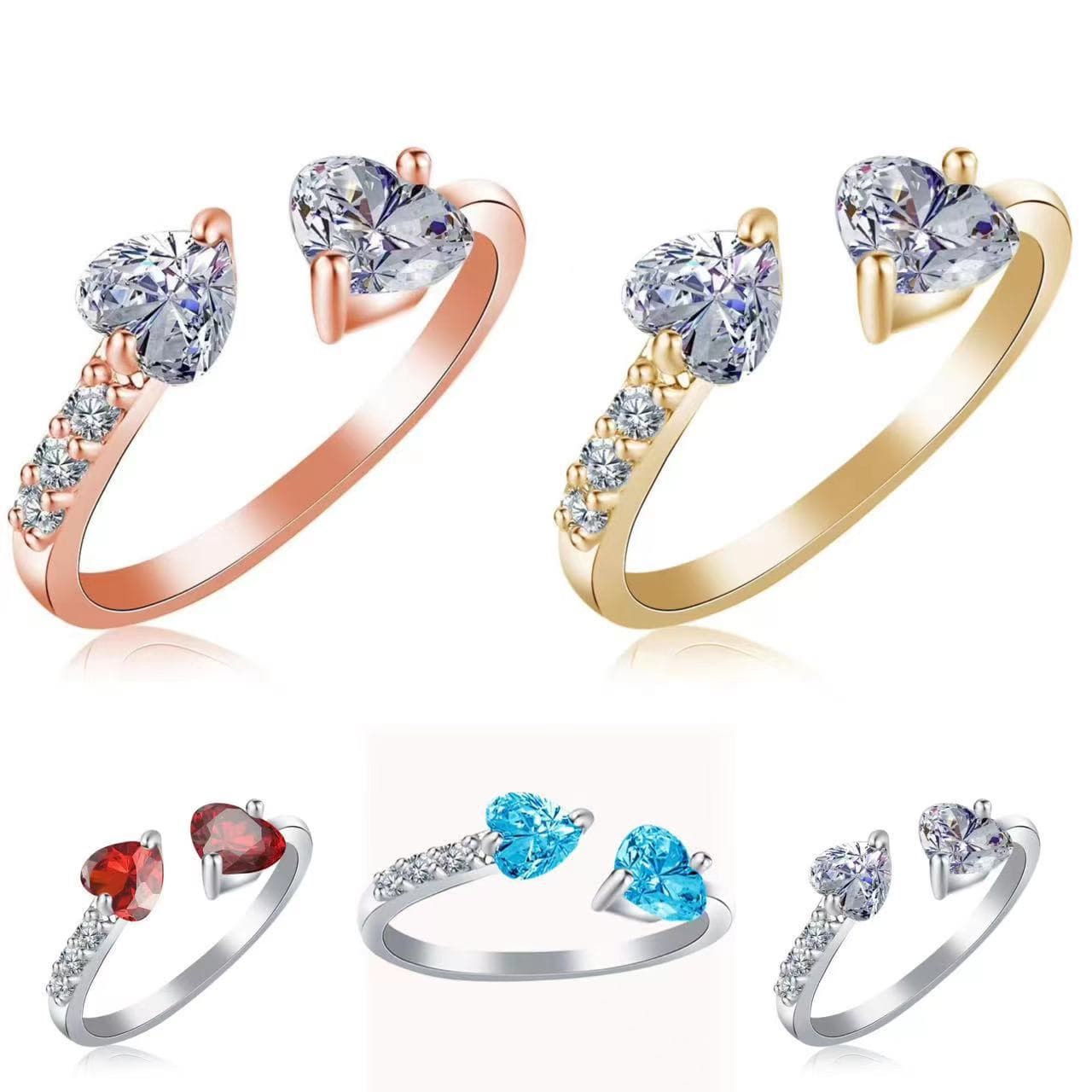 European And American Fashion Open Heart Ring Multicolor Optional Ring Factory Direct Supply