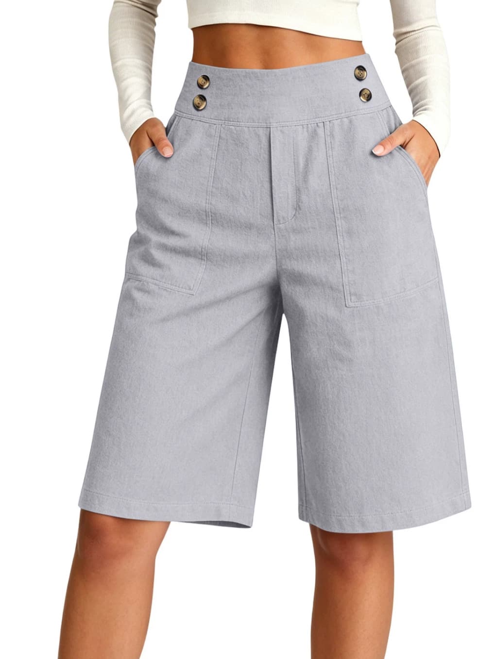 Amazon Women's High-Waisted Five-Point Pants, Slimming Loose Casual Pants, Fashionable Sports Wide-Leg Pants, Trendy Mid-Length Pants, European And American Style