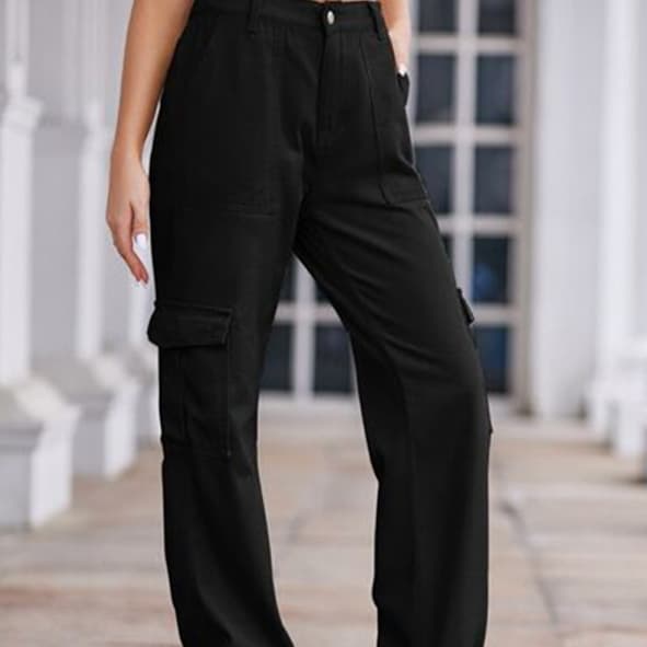 Womens Casual Pants Loose-fit Wide-leg Long Trousers