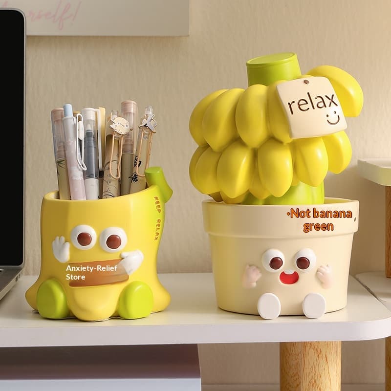 Cream-style Anxiety-Free Pen Holder Large-Capacity Storage Box Office Desktop Decorative Ornament